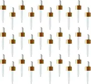 Brushed Gold Aluminum Dropper Cap – 66mm Glass Pipette, 18/410 Closure, White Matte (30 pieces)