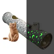 Pet Cat Tunnel Toy with Plush Ball Collapsible Self-Luminous Photoluminescence Toy for Small Animals Pets