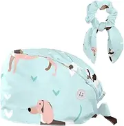 [YTYVAGT] Scrub Caps Women,Scrub Hats Suitable for Women,Dachshund Dog and Bone