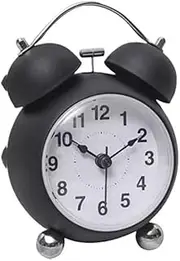 Alarm Clock Black Round Analog Alarm Clock for Bedroom Living Room Study Room School Dormitory Desktop Bedside Alarm Clock Battery Operated Clock for Bedroom
