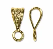Bail, Pendant, 12 Gold Plated Brass 5x9mm Textured Pendant Slide On Bail w/ Loop