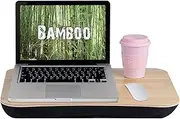 Clevinger Laptop Lapdesks, Portable Bamboo Laptop PC Table Lap Tray Workstation, Lightweight Lap Desk with Anti-Slip Support Ledge and Foam Filled Fleece Cushion Fit for Homework Drawing Reading
