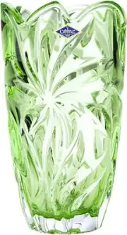 Bohemia Crystal AU52628 11" Flowers Vase 'Flora'. Lead-Free Crystal, Green