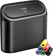 Car Trash Can Bin with Lid and 120 PCS Trash Bags Small Car Garbage Can Leakproof Mini Car Accessories Trash Bin Car Dustbin Organizer Container for Car Office Home