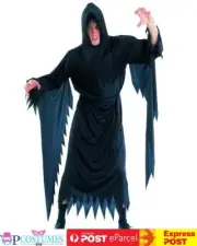 Scary Movie Robe Black Grim Reaper Halloween Ghost Faceless Mens Costume