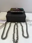 Multi Rhinestone Chain Strap Lipstick Holder Clutch Crossbody Bag Multi Color