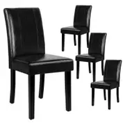 ALFORDSON Set of 4 Dining Chairs Cafe Kitchen High-Back Chair Glossy PU Leather Black