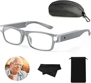 NZQXJXZ 300% Magnifying Glasses with Light, USB Rechargeable LED Illuminated Magnifying Glasses, Hands-Free Reading Magnifier with Light for Seniors, Close Use, Hobbies, Reading, Crafts, gray, M