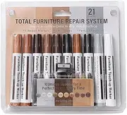 Furniture Touch Up Markers with Sharpener, 10 PCS Wood Repair Marker Pen and 10 PCS Wax Sticks,for Stains Scratches Wood Floors Table Carpenters Bedposts