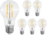 LUTW E27 Vintage Light Bulbs, 6W E27 Edison Screw Bulb Warm White 2700k, 60W Equivalent, E27 LED Bulb Non-dimmable, A60 Vintage Clear Glass Globe Energy Saving Light Bulbs, 690lm, Pack of 6