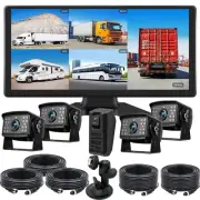 5 Channel RV Backup Camera 10.36" Split Touch Screen Truck Monitor DVR Recording