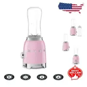 Electric Retro Personal Blender with 2 Travel Bottles & Backlit Controls - Pink