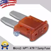 25 Pack 7.5A Micro2 Blade Fuse 7.5 AMP APT/ATR Auto Car Truck Boat Marine RV