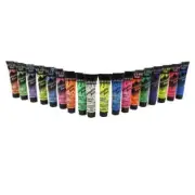 18 x 15ml UV Neon Face & Body Paints With 3 Free Blacklight