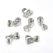 10x Platinum Color Nickel Free Brass Ice Pick Pinch Bails Jewelry Findings 11mm