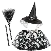 [Generic] Halloween Tutu for Women | Halloween Tutu Hat Broom - Halloween Girls Tutu Skirts Pumpkin Tulle Dress With Witch Headband for Kids