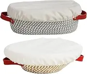 Bannetons Bread Proofing Basket - 2 Pack Sourdoughs Bread Baking Supplies, Handmade Rattan Basket with Liners and Lid, Proofing Hoppet for Baking, Professional and Home Sourdoughs Baker Tools