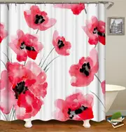 Watercolor Poppy Seed Flowers Shower Curtain