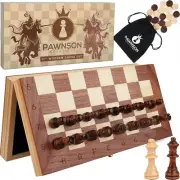 Magnetic Wooden Chess Checkers Set for Kids and Adults - 12 in Staunton Chess Se