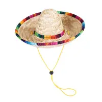 在飛比找蝦皮購物優惠-Pet Woven Straw Hat Mexican Ha