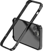 For iPhone 14 Pro Max - Hard Raised Aluminum Black Metal BUMPER FRAME Slim Case