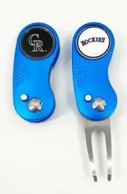 GOLF SWITCHBLADE Colorado Rockies DIVOT REPAIR TOOL + Ballmarker Blue
