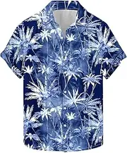 [Generic] Men's Casual Loose Printed Beach Short Sleeved Shirt Running Compression Sleeve Men Turn Down Neck Printing Short Sleeve Casual Shirt Beach Flower Top