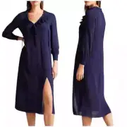 Ted Baker NWT Faithiy Asymmetric Ruffle Midi Skirt Dress Blue Size 1 US 0-2