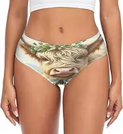 [RPLIFE] Cute Highland Cow Womens Underwear Breifs, Comfort Underwear Women, Stretch Brief, Pantys for Women Plus Size, Cute Highland Cow 3, X-Large