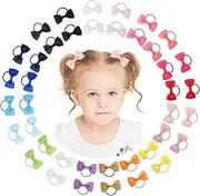 40PCS 2 Inches Baby Girls Hair Bows Ties Mini Boutique Elastic Hair Rubber Ribbon Hair Band Accessories for Kids Toddlers Infants, Multi-colored in pair