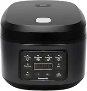 Panasonic Rice Cooker 10 Cup, LED Display, Touch Control, Non-Stick Pot, Quick Cook, Keep Warm, 4 Auto Menus, Delay Timer, Includes Measuring Cup, Rice Scoop, Steam Basket, Black (SR-DA182KST)