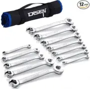 DISEN 12-Piece Flare Nut Wrench Set – Metric & SAE | Chrome Vanadium Steel