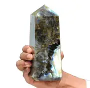 Green Labradorite Crystal Chakra Healing Energy Stone Gift Obelisk Tower 1500g