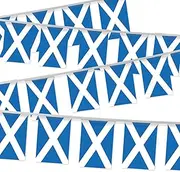 32FT Small Scotland Pennant Flag Bunting,30 PCS Mini String Banner Strip Scots National Decor Rectangle for Holiday Restaurant Home Party School