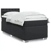 Box Spring Bed with Mattress Wooden Bedstead Bed Frame Black Faux Leather vidaXL