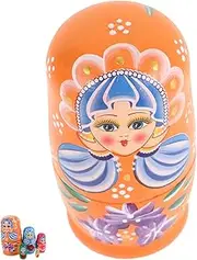 ADOCARN 1set Hand-Painted Russian Nesting Dolls Wooden Matryoshka for Boy Girl Unique Decorative Wishing Present for Home Decor Giving