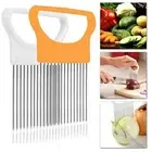 2 Pack Stainless Steel Onion Holder Slicer Assistant Cutter Chopper Kitchen Tool