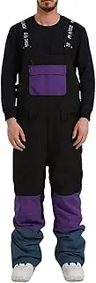 [CLSQLXYJZC] Winter Ski Pants, Men and Women Adjustable Strapswindproof Breathable Color-Blocking Snow Pants with Zipper Hem, for Walking Waterproof Snowboard Pants