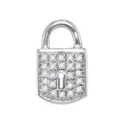 14k White Gold Round Diamond Lock Key Fashion Earrings 1/10 Cttw