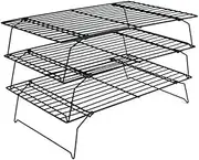AIMALL Three-Layer Non-Stick Cooling Rack 15.7 x 9.8 x 9.1 Inches Foldable Bread Baking Rack Biscuit Drying Net Portable Durable Cake Cooling Stand