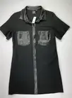 NWT GAP Vegan Leather Mini Shirt Dress Black Snap Front Small Petite MSRP $89