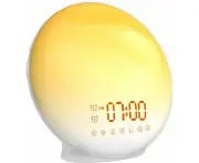 Wake-up Light, Smart Sleep Alarm Clock for Kids , Sunrise Sunset Simulation, 7 Natural Sound Machine,FM Radio, 7 Colors LED Night Light, Bedroom Dec