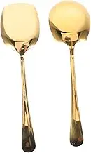 Cabilock 2Pcs Stainless Steel Serving Spoons Long Handle Shovel Utensils for Soup Salad Rice Easy to Clean Cutlery for Home Restaurant Parties