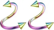 Niaspi 16G Spike Lip Rings Surgical Steel Spiral Lip Rings Cartilage Helix Tragus Earrings Hoop Nose Rings Eyebrow Rings Hypoallergenic Body Piercing Jewelry 2Pcs