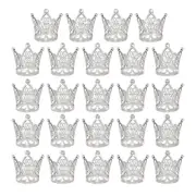 24Pcs Mini Crown Cake Toppers, Princess Little Silver Crown, Little Heart Crown