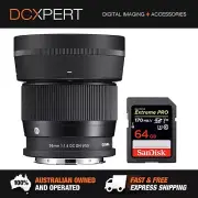 SIGMA 56MM F/1.4 DC DN CONTEMPORARY LENS FOR L-MOUNT (4351969) + BONUS SD CARD