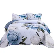 Floral Checked Quilted Bedspread Set Coverlet Throw Rug Pattern Sixteen