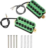 Aswalling 2Pcs Double Coil Electric Guitar Humbucker Pickup Bridge&Neck Ceramic Magnet Invader Style Punk Green