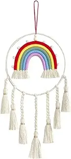 Gifts for Women Wind Chimes,Hanging Rainbow Tassel Wind Chimes for Craft Room Playroom Pendant Handmade Cotton Woven Decoration Wind Chimes (Color : C)