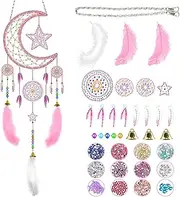 Warpest Diamond Arts and Crafts for Kids Girls Gifts Age 5 6 7 8 9 10 11 12 Years Old, Diamond Wind Chimes Crystal Dream Catcher Suncatchers Craft Kits
